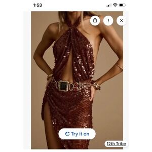 NEW WITH TAGS 12TH TRIBE BELLAGIO BRONZE MINI DRESS